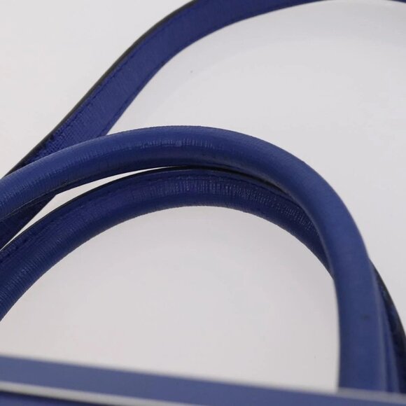 FENDI Petite 2Jours Hand Bag Leather 2way Blue Silver Auth BA6607 - Picture 8 of 16